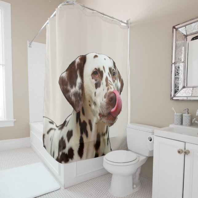 Beautiful Dalmatian Dog Tan Brown Elegant Shower Curtain (In Situ)