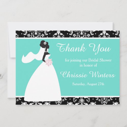 Beautiful Damask Bridal Shower Thank You Card