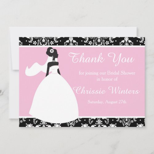 Beautiful Damask Bridal Shower Thank You Card