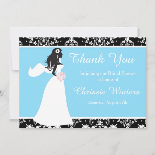 Beautiful Damask Bridal Shower Thank You Card