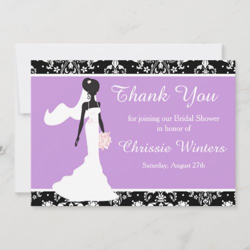 Beautiful Damask Bridal Shower Thank You Card