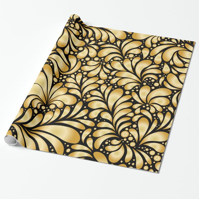Beautiful Damask Gold & Black Wrapping paper roll (Creator Uploaded)