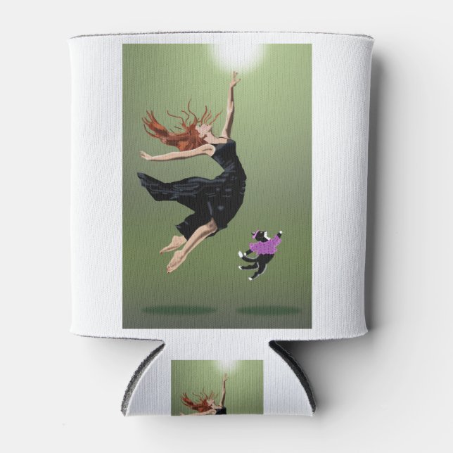 Beautiful Dancing Woman Cat Dancing Performance Can Cooler (Front)