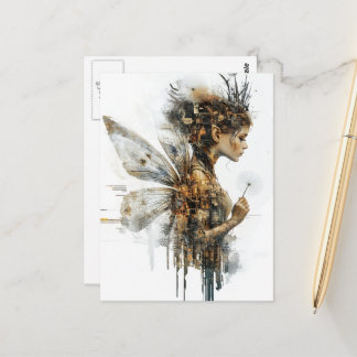 Beautiful Dandelion Fairy Glitch Postcard