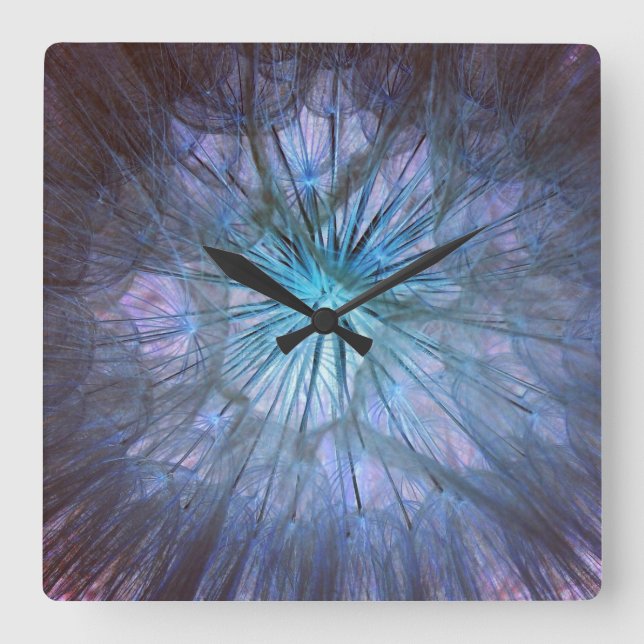 Beautiful Dandelion Puff Square Wall Clock (Front)