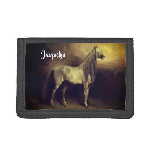 Beautiful Dappled Grey Arabian Stallion  Trifold Wallet