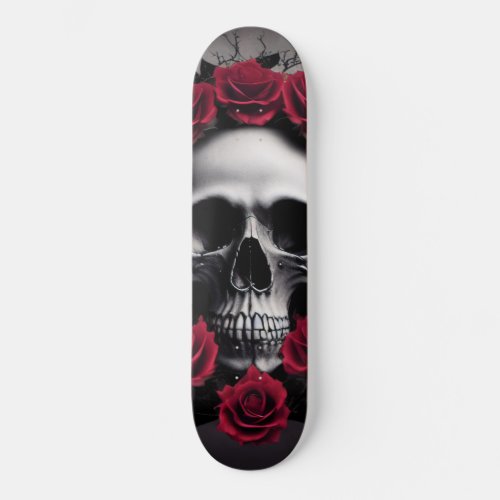 Beautiful Dark and Gothic Roses Skull Sigil Skateboard