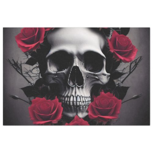 Beautiful Dark and Gothic Roses Skull Sigil Tissue Paper