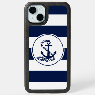 Beautiful Dark Blue Anchor Symbol Nautical Style iPhone 15 Plus Case