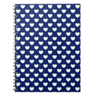 Beautiful Dark Blue And White Hearts Notebook