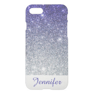 Beautiful Dark Blue Purple Glitter Ombre iPhone Ca iPhone SE/8/7 Case