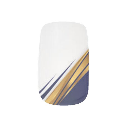 Beautiful Dark blue White and Gold Minx Nail Art