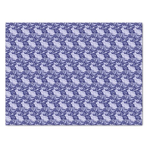 Beautiful Dark Blue  White Rabbit Dedham Delft Tissue Paper