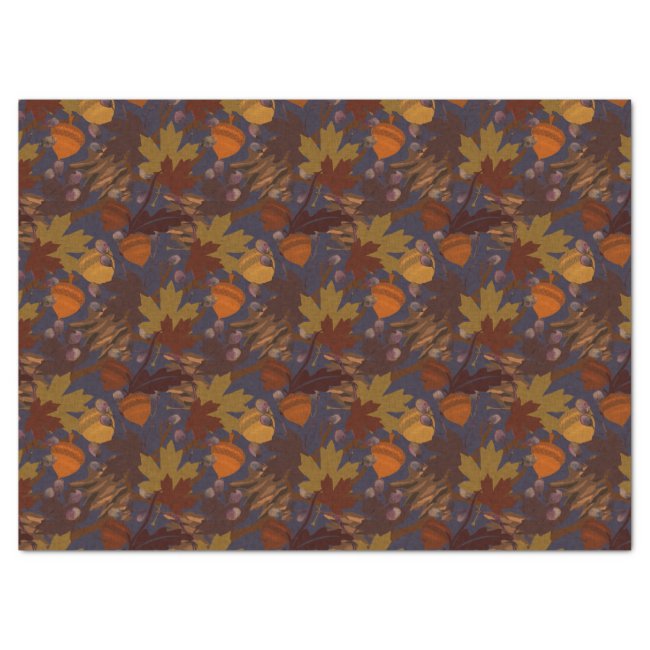 Beautiful Dark Fall Leaves Acorns Pine Cones