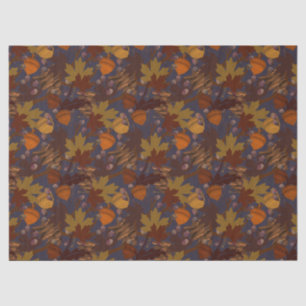 Beautiful Dark Fall Leaves Acorns Pine Cones Tissue Paper