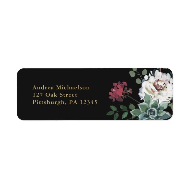 Beautiful Dark Floral Address Label (Front)