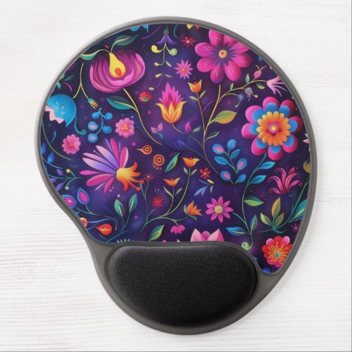 Beautiful dark floral design gel mouse pad