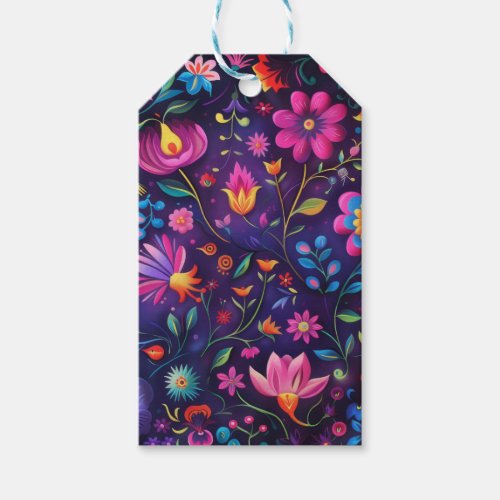 Beautiful dark floral design gift tags