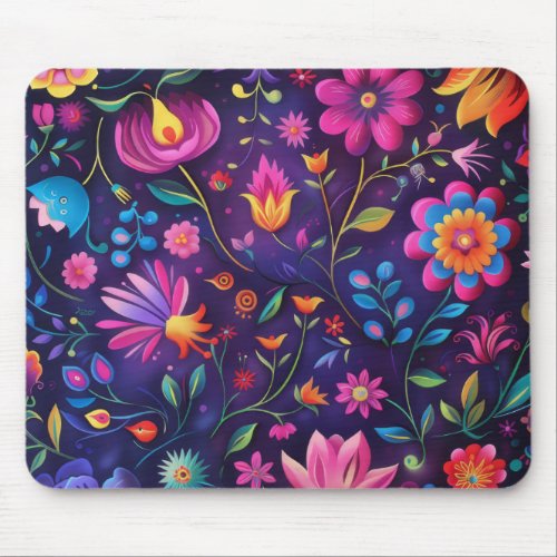 Beautiful dark floral design mouse pad