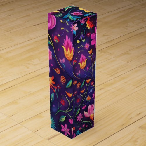 Beautiful dark floral design wine box