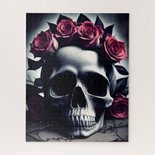 Beautiful Dark & Gothic Rose Skull Jigsaw Puzzle