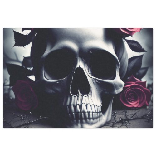 Beautiful Dark  Gothic Rose Skull Tissue Paper