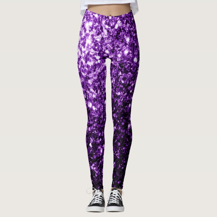 Beautiful Dark Purple glitter sparkles Leggings | Zazzle.com