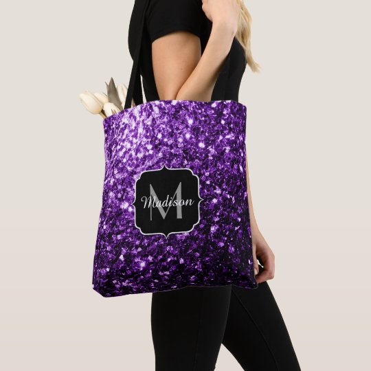 Beautiful Dark Purple Glitter Sparkles Monogram Tote Bag Beautiful Dark Purple Glitter Sparkles Monogram Tote Bag