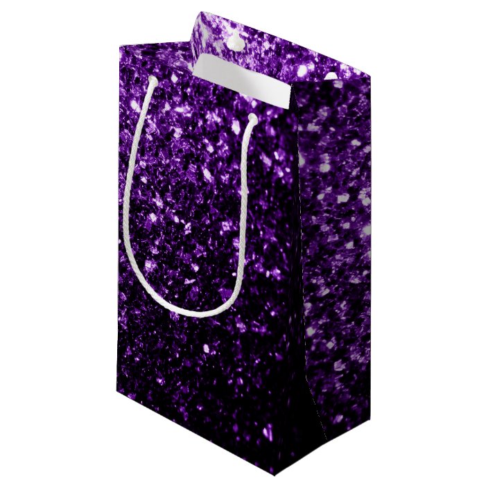 Beautiful Dark Purple glitter sparkles Small Gift Bag | Zazzle.com