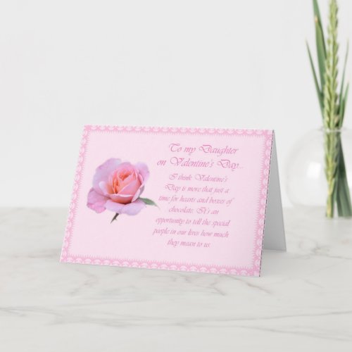 Beautiful Daughter Valentine Pink Rose Card