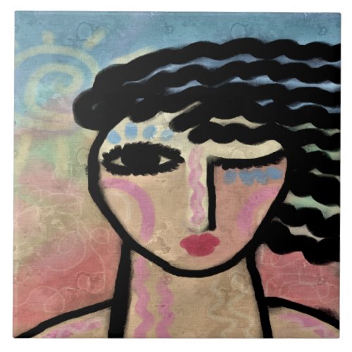 Beautiful Day Abstract Digital Painting Ceramic Tile