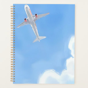 Beautiful Day Blue Sky Clouds Plane Watercolor Planner
