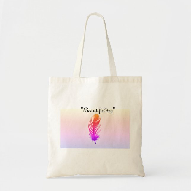 "Beautiful Day Feather Shoulder Tote Bag – Elegant (Front)
