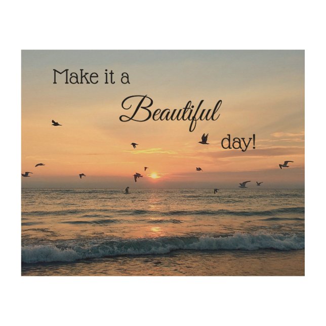 Beautiful Day Sunrise Beach Wood Wall Art (Front)