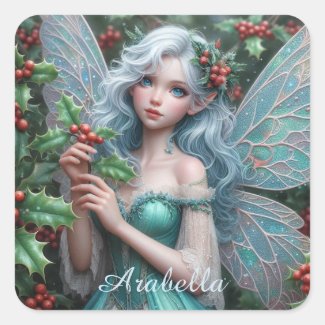 Beautiful December Fairy in Holly