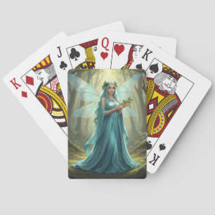 Beautiful December Turquoise Fairy Poker Cards