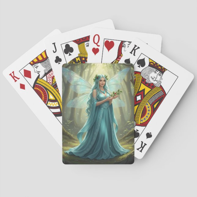 Beautiful December Turquoise Fairy Poker Cards (Back)