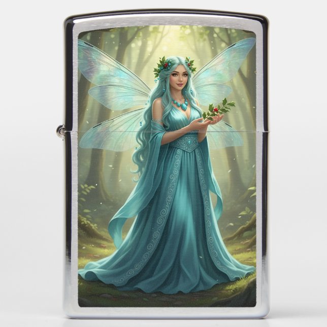Beautiful December Turquoise Fairy Zippo Lighter (Front)
