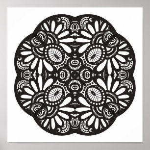 Beautiful Deco Black Square Doodle 2 Poster