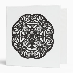 Beautiful Deco Black Square Doodle 3 Ring Binder
