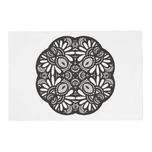 Beautiful Deco Black Square Doodle Placemat