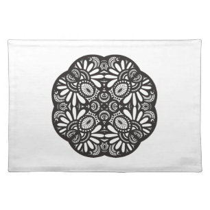 Beautiful Deco Black Square Doodle Placemat