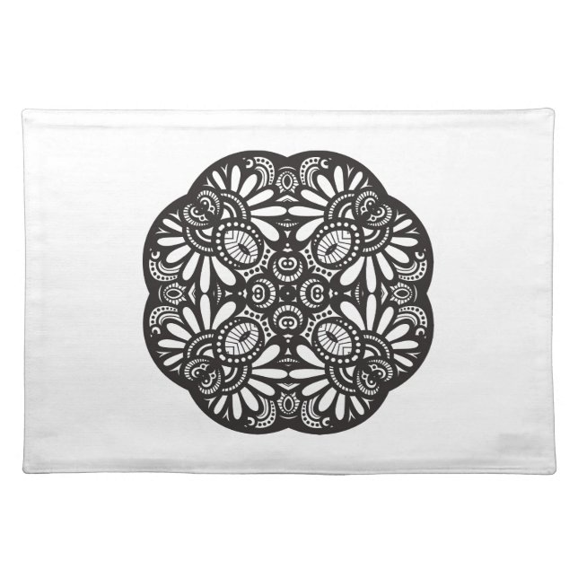 Beautiful Deco Black Square Doodle Placemat (Front)