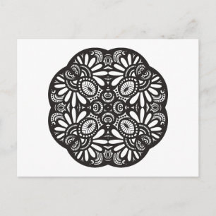 Beautiful Deco Black Square Doodle Postcard