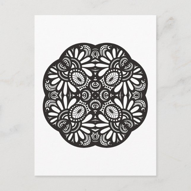 Beautiful Deco Black Square Doodle Postcard (Front)