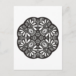Beautiful Deco Black Square Doodle Postcard