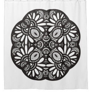 Beautiful Deco Black Square Doodle Shower Curtain