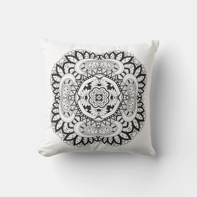 Beautiful Deco Square Doodle Throw Pillow (Front)