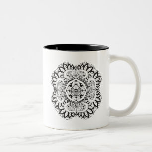 Beautiful Deco Square Doodle Two-Tone Coffee Mug