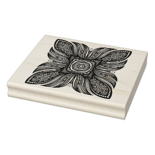 Beautiful Decor Square Doodle Rubber Stamp